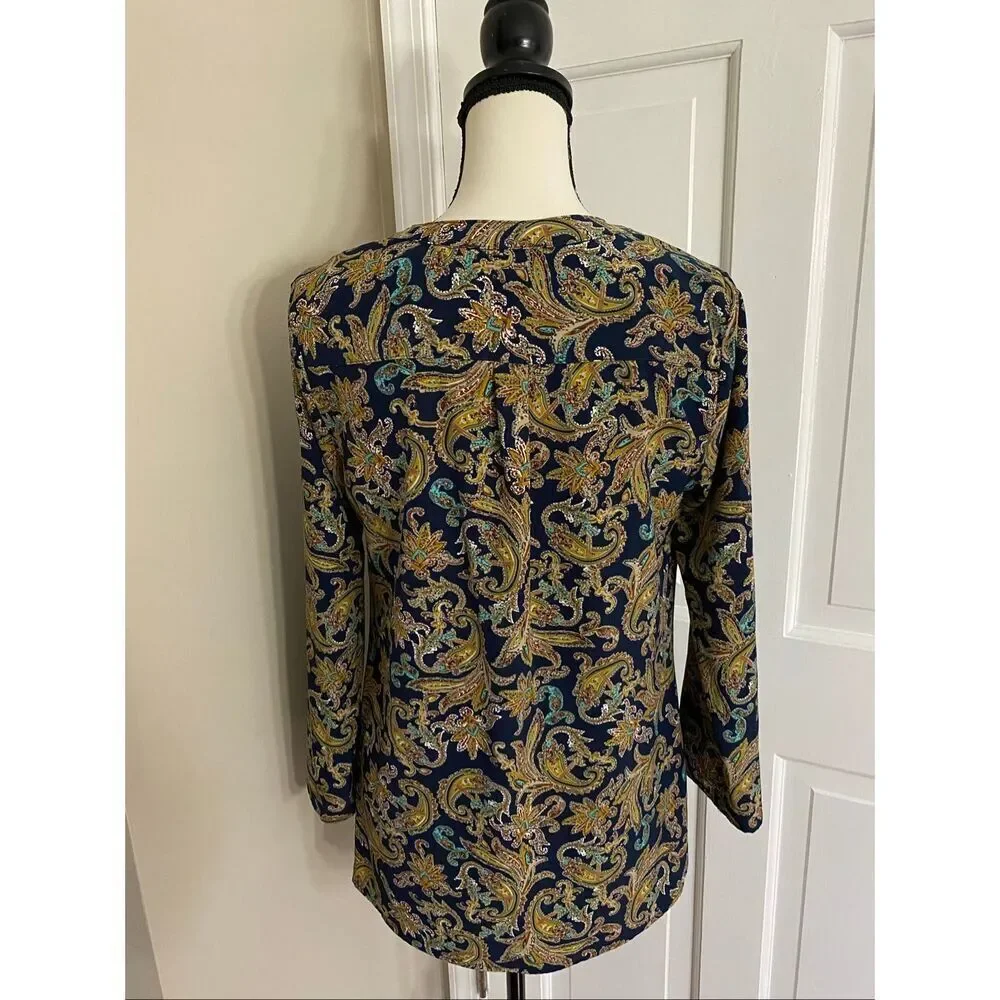 Notations paisley print tunic blouse size S